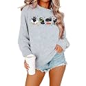 FRYAID Cat Sweatshirt Women Funny Black Cat Graphic Sweater Casual Cat Crewneck Holiday Long Sleeve Hoodie Pullover Top
