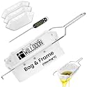 3 Pcs Deep Fryer Filter Bag &amp; Frame Set, Reusable Oil Strainer Compatible with 40L/60L Deep Fryers, Fine Mesh to Capture Crumbs, Durable for Home &amp; Commercial Use, with 1 Professional Food Thermometer