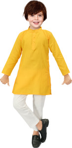 fs fashion boys festive  party kurta and pyjama set yellow pack of 1