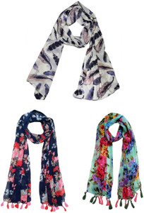 fs3 printed chiffon women multicolor scarf fancy scarf stole