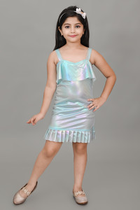 ft fashion girls midiknee length festivewedding dress light blue sleeveless