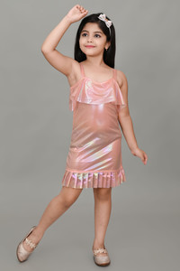 ft fashion girls midiknee length festivewedding dress orange sleeveless
