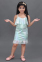 FT fashion Girls Midi/Knee Length Festive/Wedding Dress (Light Green, Sleeveless)