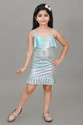 FT fashion Girls Midi/Knee Length Festive/Wedding Dress (Light Blue, Sleeveless)