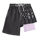 FT FENTENG Boys Swim Trunks Compression Liner Swim Shorts Quick Dry Bathing Suit with Boxer Brief Anti-Chafe Boy Swimwear