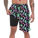 FT FENTENG Mens Swim Trunks with Compression Liner 9" Big and Tall Board Shorts 2 in 1 Quick Dry Long Swimwear Bathing Suits