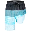 FT FENTENG Mens Swim Trunks with Compression Liner 9" Big and Tall Board Shorts 2 in 1 Quick Dry Long Swimwear Bathing Suits