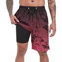 FT FENTENG Mens Swim Trunks with Compression Liner 9" Big and Tall Board Shorts 2 in 1 Quick Dry Long Swimwear Bathing Suits