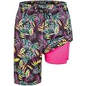 FT FENTENG Mens Swim Trunks with Compression Liner 9" Big and Tall Board Shorts 2 in 1 Quick Dry Long Swimwear Bathing Suits