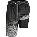 FT FENTENG Mens Swim Trunks with Compression Liner 9" Big and Tall Board Shorts 2 in 1 Quick Dry Long Swimwear Bathing Suits