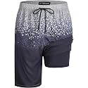 FT FENTENG Mens Swim Trunks with Compression Liner 9" Big and Tall Board Shorts 2 in 1 Quick Dry Long Swimwear Bathing Suits