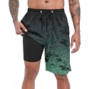 FT FENTENG Mens Swim Trunks with Compression Liner 9" Big and Tall Board Shorts 2 in 1 Quick Dry Long Swimwear Bathing Suits