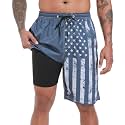 FT FENTENG Mens Swim Trunks with Compression Liner 9" Big and Tall Board Shorts 2 in 1 Quick Dry Long Swimwear Bathing Suits