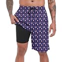 FT FENTENG Mens Swim Trunks with Compression Liner 9" Big and Tall Board Shorts 2 in 1 Quick Dry Long Swimwear Bathing Suits