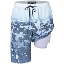 FT FENTENG Mens Swim Trunks with Compression Liner 9" Big and Tall Board Shorts 2 in 1 Quick Dry Long Swimwear Bathing Suits