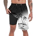 FT FENTENG Mens Swim Trunks with Compression Liner 9" Big and Tall Board Shorts 2 in 1 Quick Dry Long Swimwear Bathing Suits