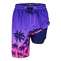 FT FENTENG Mens Swim Trunks with Compression Liner 9" Big and Tall Board Shorts 2 in 1 Quick Dry Long Swimwear Bathing Suits