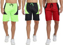 FTX Pack of 3 Color Block Men Green, Black, Red Regular Shorts
