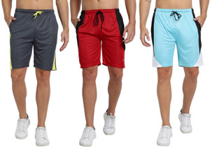 ftx pack of 3 color block men multicolor regular shorts