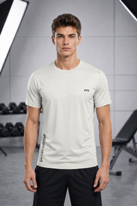 FTX Solid Men Round Neck White T-Shirt