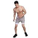 FUAARK 2 in 1 Compression Shorts for Men for Gym, Sports, Running &amp; Cycling Activities with Pocket Laser Shorts