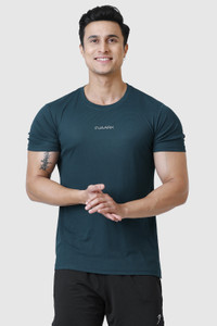 FuaarK Checkered Men Round Neck Dark Green