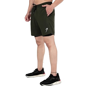 fuaark double layer 2 in 1 sports shorts with inner tights for men gym tight short with pocket