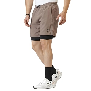 fuaark double layer 2 in 1 sports shorts with inner tights for men gym tight short with pocket