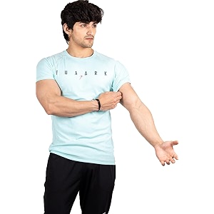 FUAARK Mens Round Neck Slim fit Gym