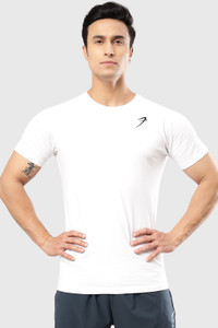 FuaarK Men Solid Round Neck Cotton Blend