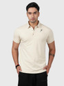 FuaarK Solid Men Polo Neck Beige T-Shirt