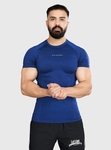 FuaarK Solid Men Round Neck Blue T-Shirt