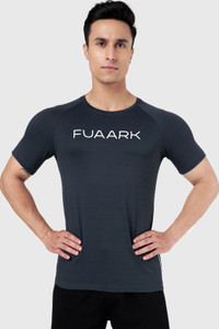 FuaarK Typography Men Round Neck Dark Blue