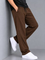 FUBACK Men Solid Brown Track Pants