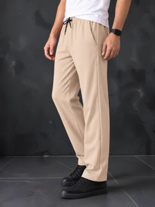 FUBACK Straight Fit Men Beige Trousers