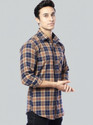 FUBAR Men Checkered Casual Dark Blue Shirt