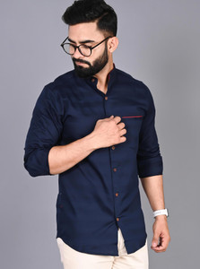 FUBAR Men Printed Casual Dark Blue Shirt