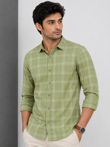 FUBAR Men Solid Casual Light Green Shirt