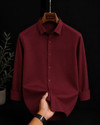 FUBAR Men Solid Casual Maroon Shirt