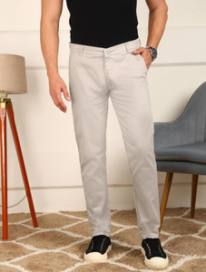 fubar slim fit men grey trousers