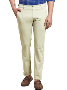 fubar slim fit men light green trousers