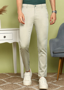 fubar slim fit men light green trousers