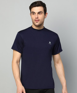FUBAR Solid Men Round Neck Blue T-Shirt
