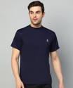 FUBAR Solid Men Round Neck Blue T-Shirt