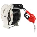 Fuel Hose Reel 3/4" x 66', Spring-Driven Retractable with Fueling Nozzle