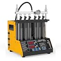 Fuel Injector Cleaner Tester, 6 Cylinder Injector Cleaner Machine with 6 Types Adapter, 3 Cleaning &amp; 9 Testing Functions for Standard Fuel lnjector, GDl, EFl, FSI, CT200