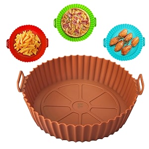 fuelbyte 1 pcs silicone air fryer accessories set includes air fryer basket bowl baking air fryer tray liners cake moulds tray liner for baking roasting frying