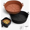 Fuelbyte Silicone Air Fryer Accessories Set – 2 Pcs Reusable Air Fryer Basket & Baking Tray | Non-Stick Silicone Liners & Cake Moulds for Roasting, Frying & Baking