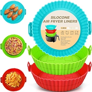 fuelbyte 3 pcs silicone air fryer accessories set includes basket bowl baking tray air fryer liners cake moulds tray liner for baking roasting frying