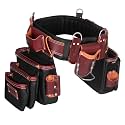 FUERI Electrician Tool Belt & Bag Combo for Men, Heavy Duty Leather & 1680D Nylon with 26 Pockets, Padded Back Support, No-Sag Pouches, Ideal for Carpenters (Free Suspender at Check Out)